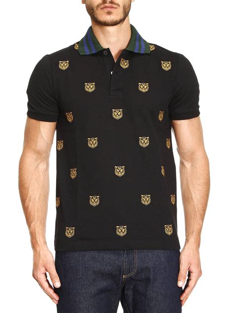 gucci tiger embroidered polo shirt.